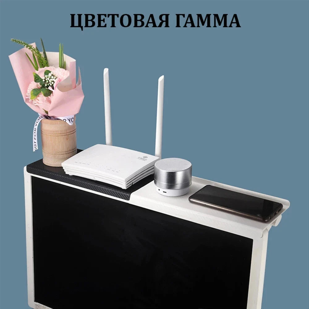 Adjustable Storage Rack At The Top Of The TV Screen, Computer Desktop Monitor Stand, TV Router Storage Rack, Home Manager