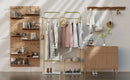 Freestanding Metal Clothes Rack Entryway Corner Garment Stand with 4 Hooks and Marble Base