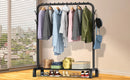 Loefme Clothes Rack Stand Drying Shoes Rack Floor Bedroom Hanging Rack Holder Hat Scarf Handbag Storage Clothes Rack Organizer