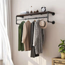 Industrial Pipe Clothing Rack Heavy Duty Detachable Wall Mounted Clothes Rack Black Iron Garment Bar Multi-purpose Hanging