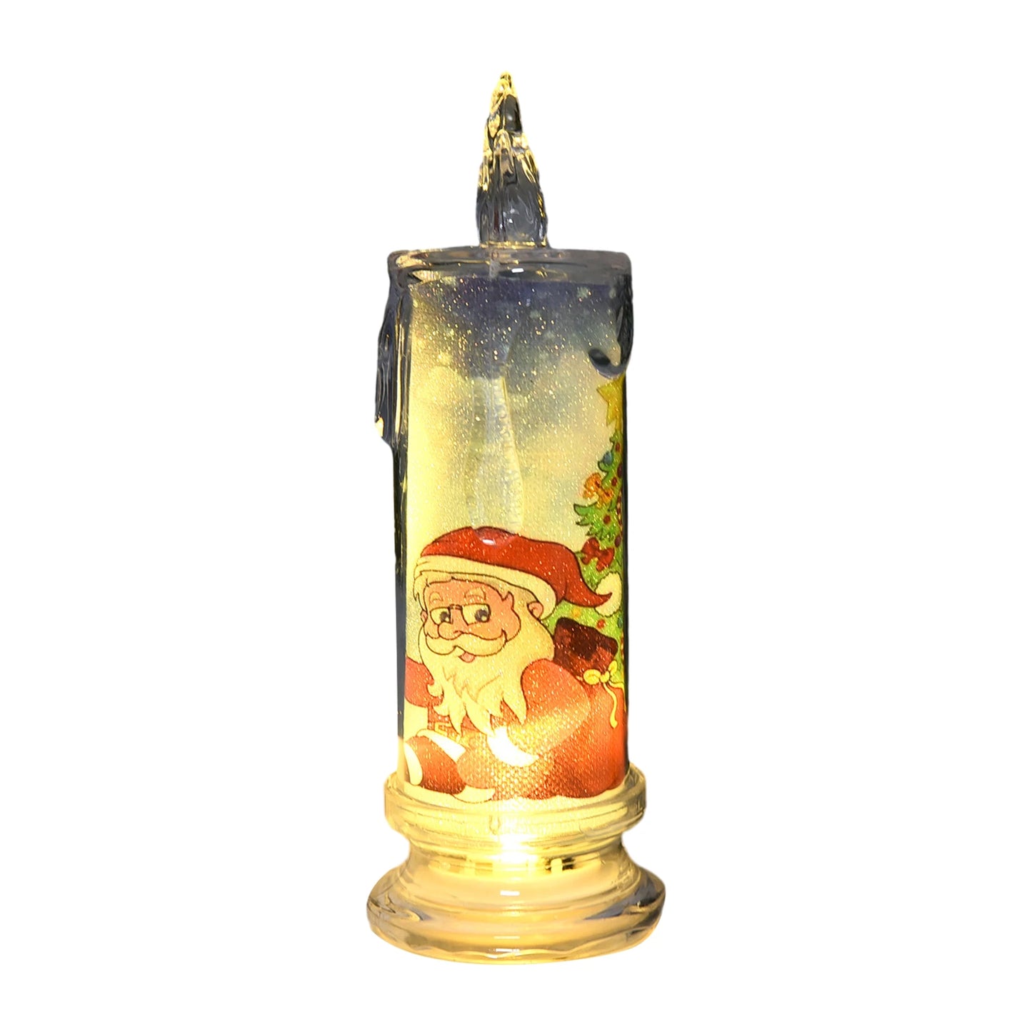 Electronic Candle Christmas Decoration Transparent Built-in Printed LED Simulation Flameless Candle Ambient Lighting Xmas Gift