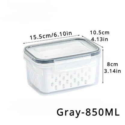 Clear Fresh-Keeper Box – Drain Basket for Veggies & Fruits!