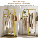 Freestanding Gold Metal Coat Rack Entryway Corner Clothes Stand with Shelf
