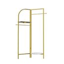 Freestanding Gold Metal Coat Rack Entryway Corner Clothes Stand with Shelf