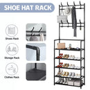 1pcs 5-Tier Shoe Storage Clothes Rack, 8 Hooks & Easy Assembly - Space-Saving Organizer for Hallway, Bedroom, Office + Gift Idea
