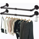 Industrial Pipe Clothing Rack Heavy Duty Detachable Wall Mounted Clothes Rack Black Iron Garment Bar Multi-purpose Hanging