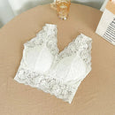 Lace Bras Top Women Deep V Neck Sexy Lingerie Wire Free Bra Tank Tops Female Underwear V Back Bralette Padded Camisole