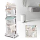 Bathroom Clothes Storage Laundry Hamper Basket Sorter Organizer Shelf Rolling Cart Laundry Modern Minimalist White Baskets