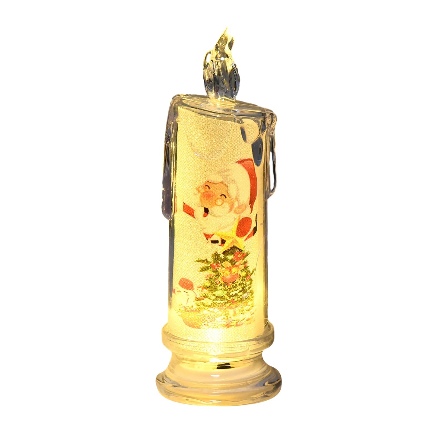 Electronic Candle Christmas Decoration Transparent Built-in Printed LED Simulation Flameless Candle Ambient Lighting Xmas Gift