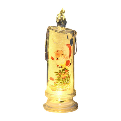Electronic Candle Christmas Decoration Transparent Built-in Printed LED Simulation Flameless Candle Ambient Lighting Xmas Gift