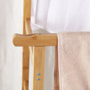 Clothes Rail Rack Bamboo Double Hanging Clothes Organizer on Wheels Free Standing Garment Rack with Storage Shelves Coat Rack