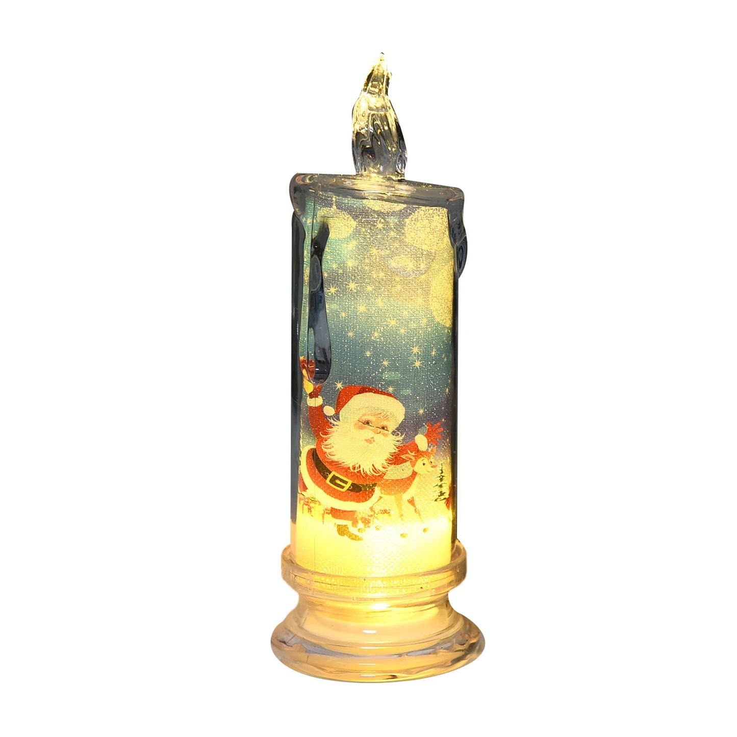 Electronic Candle Christmas Decoration Transparent Built-in Printed LED Simulation Flameless Candle Ambient Lighting Xmas Gift