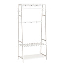 Bamboo Clothes Rail Hanging Rack Garment Organizer Stand with Storage Shelves and Hooks
