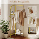 Freestanding Gold Metal Coat Rack Entryway Corner Clothes Stand with Shelf