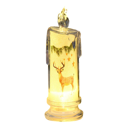 Electronic Candle Christmas Decoration Transparent Built-in Printed LED Simulation Flameless Candle Ambient Lighting Xmas Gift