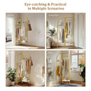 Freestanding Gold Metal Coat Rack Entryway Corner Clothes Stand with Shelf