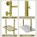 Freestanding Metal Clothes Rack Entryway Corner Garment Stand with 4 Hooks and Marble Base