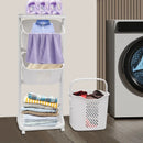 Bathroom Clothes Storage Laundry Hamper Basket Sorter Organizer Shelf Rolling Cart Laundry Modern Minimalist White Baskets