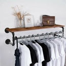 Industrial Pipe Clothing Rack Heavy Duty Detachable Wall Mounted Clothes Rack Black Iron Garment Bar Multi-purpose Hanging