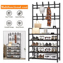 1pcs 5-Tier Shoe Storage Clothes Rack, 8 Hooks & Easy Assembly - Space-Saving Organizer for Hallway, Bedroom, Office + Gift Idea