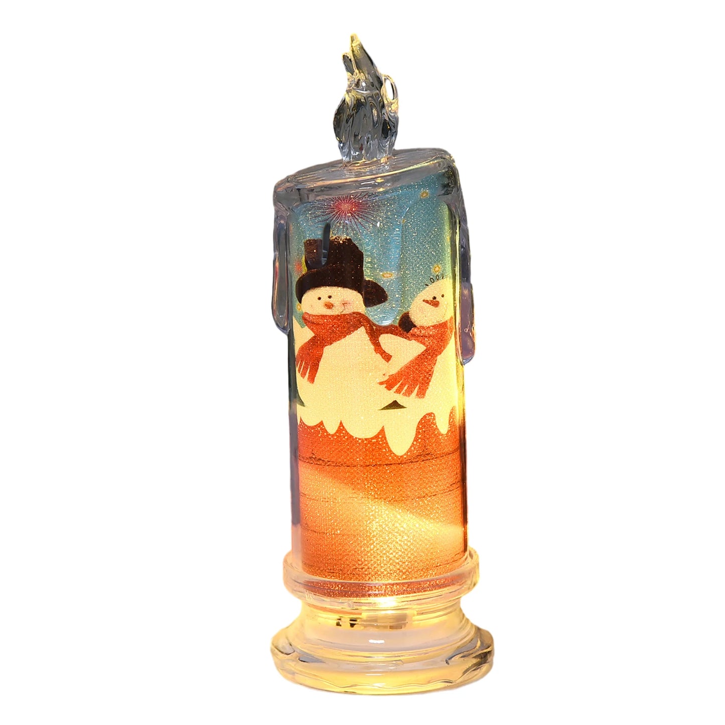 Electronic Candle Christmas Decoration Transparent Built-in Printed LED Simulation Flameless Candle Ambient Lighting Xmas Gift