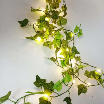 Green Leaf Vine Fairy Lights – Battery LED Garland for Home & Events