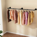 Industrial Pipe Clothing Rack Heavy Duty Detachable Wall Mounted Clothes Rack Black Iron Garment Bar Multi-purpose Hanging