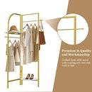 Freestanding Gold Metal Coat Rack Entryway Corner Clothes Stand with Shelf