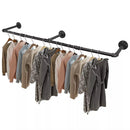 Industrial Pipe Clothing Rack Heavy Duty Detachable Wall Mounted Clothes Rack Black Iron Garment Bar Multi-purpose Hanging