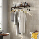 Industrial Pipe Clothing Rack Heavy Duty Detachable Wall Mounted Clothes Rack Black Iron Garment Bar Multi-purpose Hanging