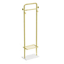 Freestanding Metal Clothes Rack Entryway Corner Garment Stand with 4 Hooks and Marble Base