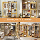 Bamboo Clothes Rack Stand Organizer Multifunctional Garment Rack Clothing Hanging Shelves Open Wardrobe