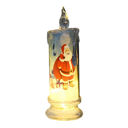 Electronic Candle Christmas Decoration Transparent Built-in Printed LED Simulation Flameless Candle Ambient Lighting Xmas Gift