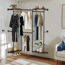 Wisfor Industrial Pipe Clothing Rack, Wall Mounted Clothing Rack for Hanging Clothes,L Shape Corner Clothes Rack
