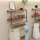Industrial Pipe Clothing Rack Heavy Duty Detachable Wall Mounted Clothes Rack Black Iron Garment Bar Multi-purpose Hanging