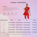 Womens Wet Look Clubwear Latex Dress Stand Collar Zipper Tight Bodycon Mini Dress Long Sleeve Patent Leather Ruffle Skirt Dress