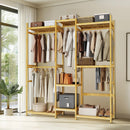 Bamboo Clothes Rack Stand Organizer Multifunctional Garment Rack Clothing Hanging Shelves Open Wardrobe
