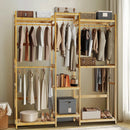 Bamboo Clothes Rack Stand Organizer Multifunctional Garment Rack Clothing Hanging Shelves Open Wardrobe