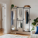 Wisfor Industrial Pipe Clothing Rack, Wall Mounted Clothing Rack for Hanging Clothes,L Shape Corner Clothes Rack