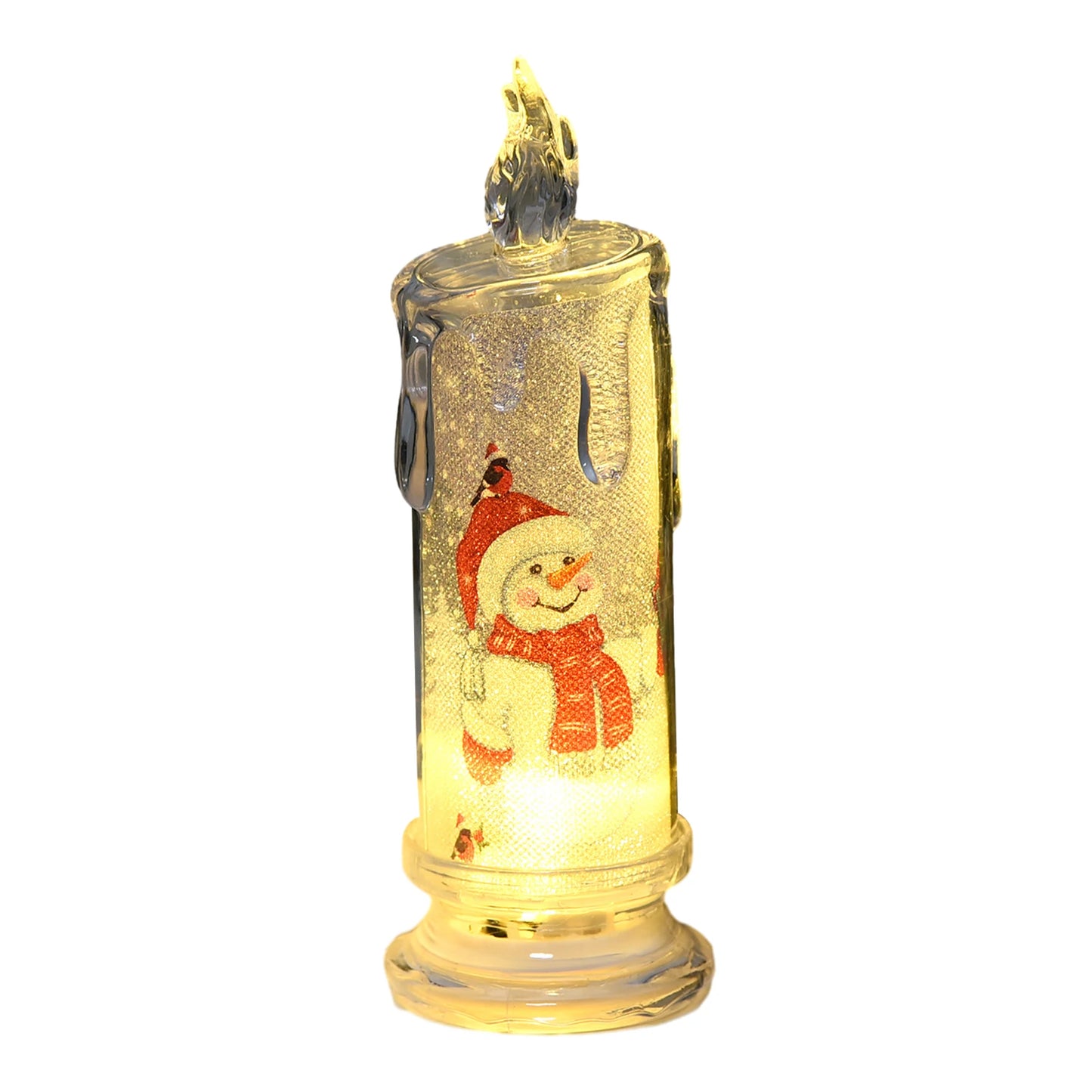 Electronic Candle Christmas Decoration Transparent Built-in Printed LED Simulation Flameless Candle Ambient Lighting Xmas Gift