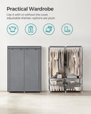 SONGMICS Clothes Wardrobe, Portable Closet, 2 Hanging Rails, Shelves, and 4 Side Pockets, Large Capacity for Living Room