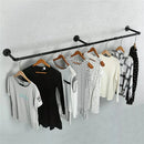 Industrial Pipe Clothing Rack Heavy Duty Detachable Wall Mounted Clothes Rack Black Iron Garment Bar Multi-purpose Hanging