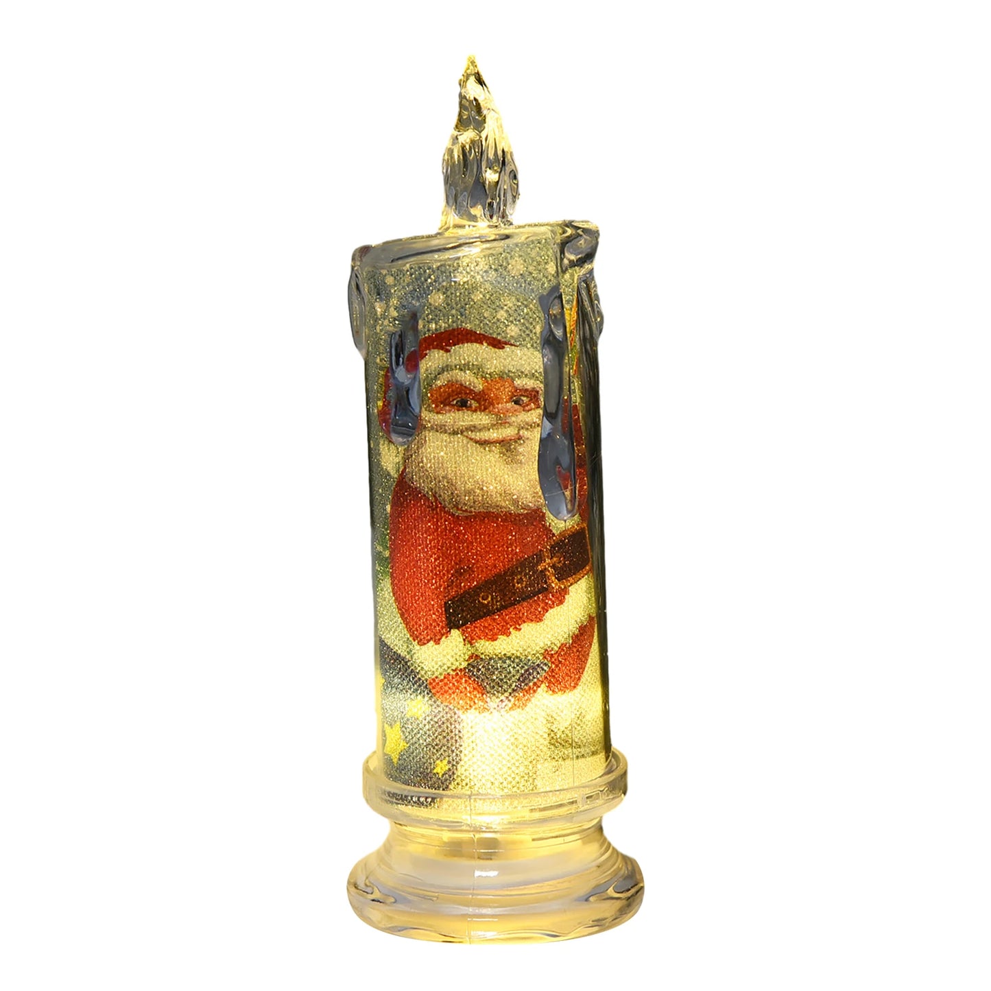 Electronic Candle Christmas Decoration Transparent Built-in Printed LED Simulation Flameless Candle Ambient Lighting Xmas Gift
