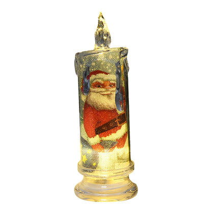 Electronic Candle Christmas Decoration Transparent Built-in Printed LED Simulation Flameless Candle Ambient Lighting Xmas Gift