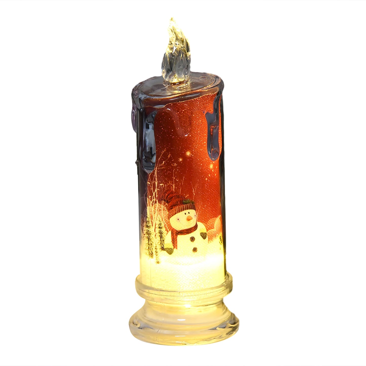 Electronic Candle Christmas Decoration Transparent Built-in Printed LED Simulation Flameless Candle Ambient Lighting Xmas Gift
