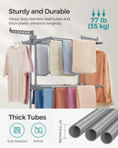 SONGMICS Large Clothes Airer, Foldable Clothes Drying Rack Laundry 4-Tier, Moveable Clothes Horse, 64 x 126 x 172 cm