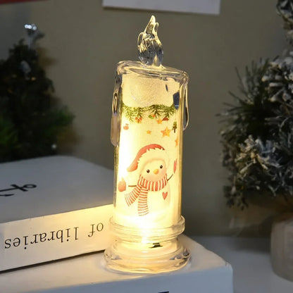 Electronic Candle Christmas Decoration Transparent Built-in Printed LED Simulation Flameless Candle Ambient Lighting Xmas Gift