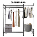 Coat Rack Movable Double Clothes Shelf Clothes Floor-Standing Bedroom Wheeled Floor Hangers Storage Coat Rack Clothes Racks