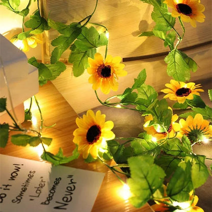 Green Leaf Vine Fairy Lights – Battery LED Garland for Home & Events