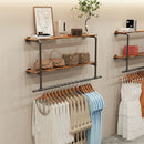 Industrial Pipe Clothing Rack Heavy Duty Detachable Wall Mounted Clothes Rack Black Iron Garment Bar Multi-purpose Hanging